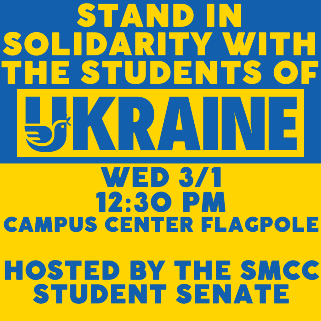 Stand in solidarity with the students of Ukraine. Wednesday, March 1 at 12:30PM. 